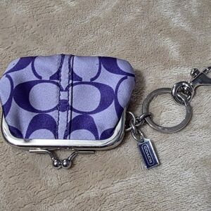 Coach RARE Miniature Kisslock Coin Purse Keychain/Fob Purple